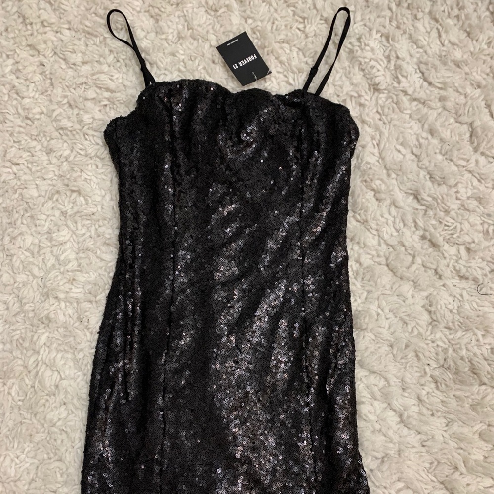 NEW Black Sequin Fitted Mini Dress